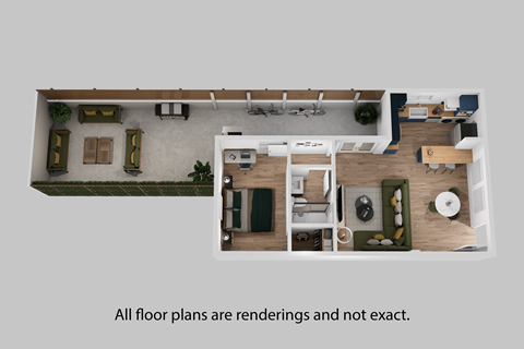 Floor plan for 1 bed, 1 bath, 628 sqft